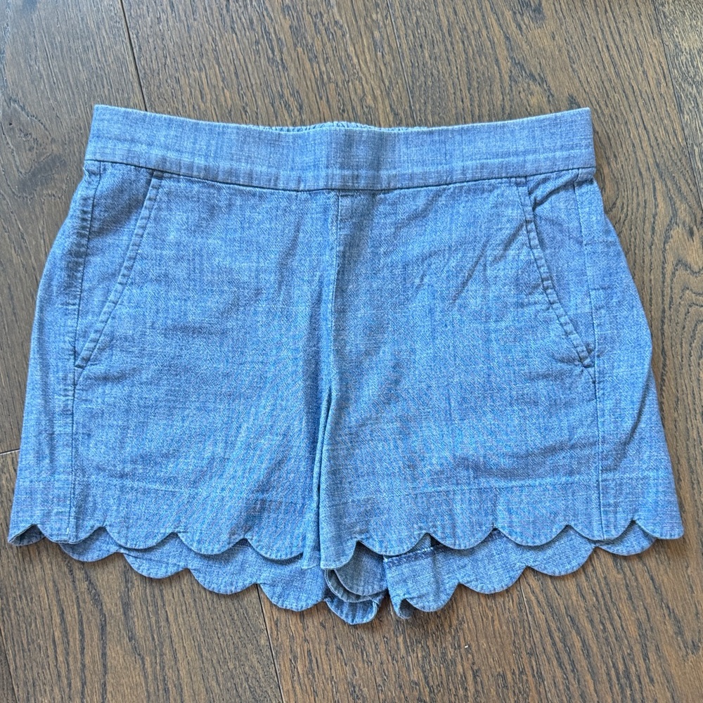 J. Crew Blue Scalloped Jean Shorts